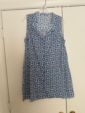 Sleeveless Blue Floral Shift Dress
